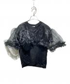 noir kei ninomiyaノワール ケイ ニノミヤ）の古着「AW チュールフリルTシャツ シアースリーブ」｜ブラック