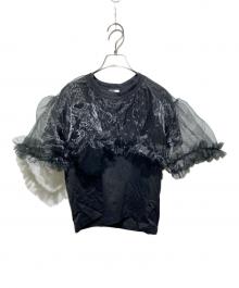 noir kei ninomiya（ノワール ケイ ニノミヤ）の古着「AW チュールフリルTシャツ シアースリーブ」｜ブラック