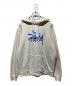 stussyステューシー）の古着「ストックロゴプリントパーカー」｜アイボリー