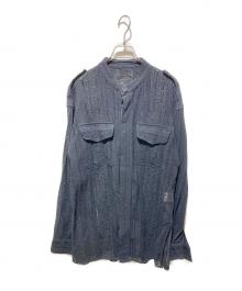 pheeta（フィータ）の古着「レースデザイン比翼バンドカラーシャツ」｜ブラック