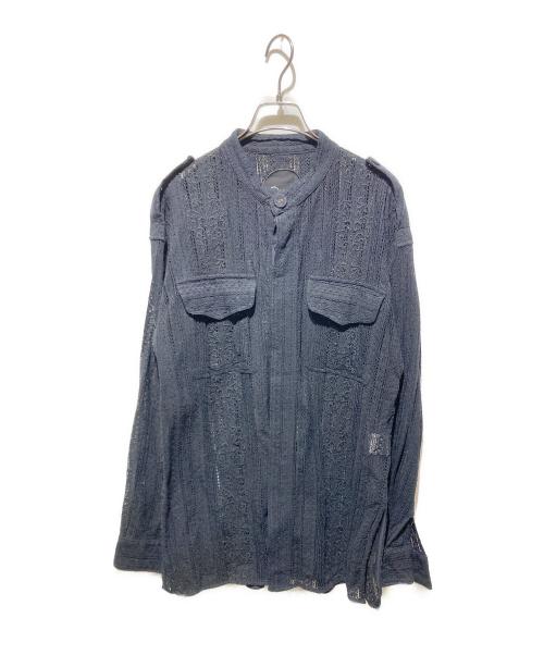 pheeta（フィータ）pheeta (フィータ) レースデザイン比翼バンドカラーシャツ ブラック サイズ:2の古着・服飾アイテム