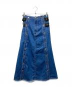 PAMEO POSEパメオポーズ）の古着「Belted Denim SK」｜ブルー