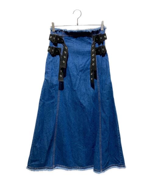 PAMEO POSE（パメオポーズ）PAMEO POSE (パメオポーズ) Belted Denim SK ブルー サイズ:Fの古着・服飾アイテム