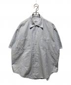 MARKAマーカ）の古着「WORK SHIRT S/S ORGANIC COTTON OXFORD STRIPE」｜ブルー