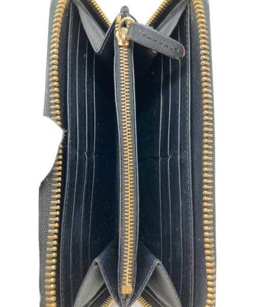 BURBERRY（バーバリー）BURBERRY (バーバリー) ラウンドファスナーレザー型押し長財布 ブラックの古着・服飾アイテム