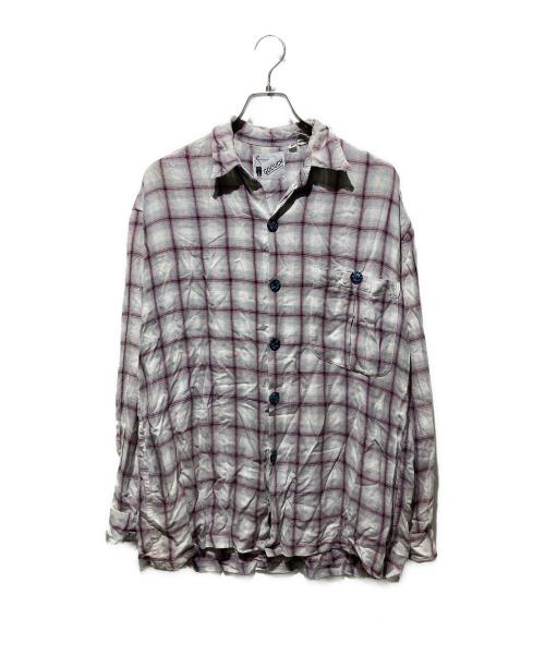 GOOUCH（グーチ）GOOUCH (グーチ) レーヨンオンブレチェックシャツ ピンク×グレー サイズ:Mの古着・服飾アイテム