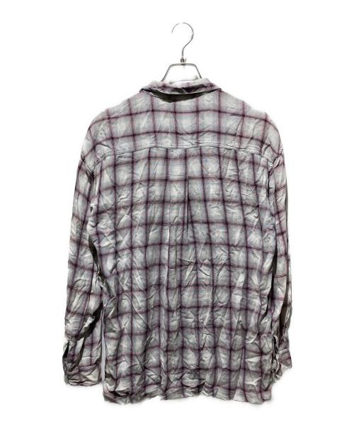 GOOUCH（グーチ）GOOUCH (グーチ) レーヨンオンブレチェックシャツ ピンク×グレー サイズ:Mの古着・服飾アイテム
