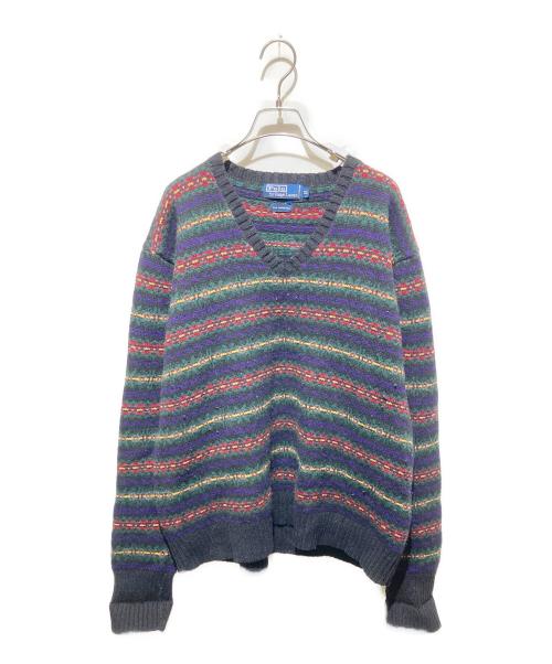 POLO RALPH LAUREN（ポロ・ラルフローレン）POLO RALPH LAUREN (ポロ・ラルフローレン) ラムズウール Vネックニット ネイビー サイズ:ＸＬの古着・服飾アイテム