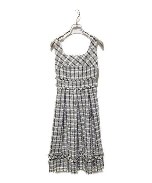HER LIP TO（ハーリップトゥ）Her lip to (ハーリップトゥ) weed Midi Dress/ノースリーブワンピース ブラック×ホワイト サイズ:Ｓの古着・服飾アイテム