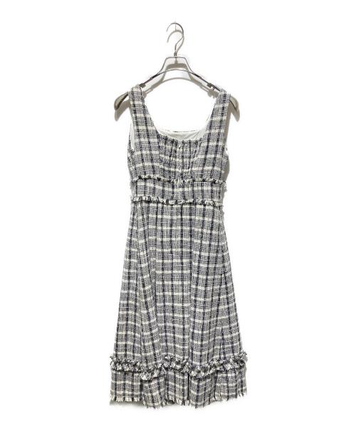 HER LIP TO（ハーリップトゥ）Her lip to (ハーリップトゥ) weed Midi Dress/ノースリーブワンピース ブラック×ホワイト サイズ:Ｓの古着・服飾アイテム