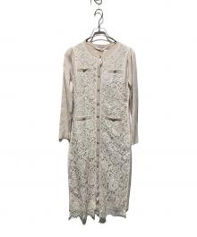 HER LIP TO（ハーリップトゥ）の古着「Victoria Lace Belted Knit Dress /ニットワンピース」｜ベージュ