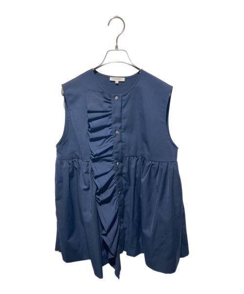 YORI（ヨリ）yori (ヨリ) ダブルクロスギャザーフリルジレ ネイビー サイズ:38の古着・服飾アイテム