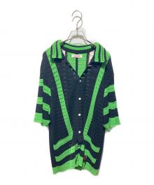 SYUMAN.（シュウマン）の古着「Crochet Short Sleeve Shirt」｜ブラック