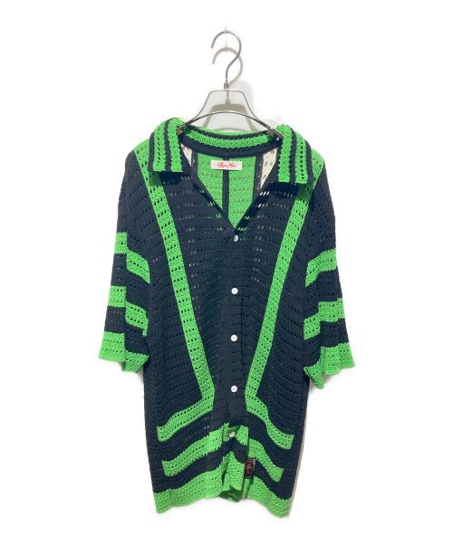 SYUMAN.（シュウマン）SYUMAN. (シュウマン) Crochet Short Sleeve Shirt ブラック サイズ:FREEの古着・服飾アイテム