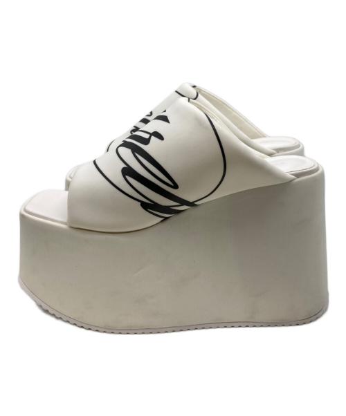 THEREDTHREAD（ザレッドスレッド）THEREDTHREAD (ザレッドスレッド) script chunky slides white ホワイト サイズ:40の古着・服飾アイテム
