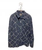 RATSラッツ）の古着「SPIDERWEB PRINT FLANNEL SHIRT」｜ブラック×ホワイト