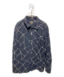 RATS（ラッツ）の古着「SPIDERWEB PRINT FLANNEL SHIRT」｜ブラック×ホワイト