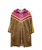 GUCCIグッチ）の古着「GG総柄テクニカルジャージパーカー」｜ピンク×ブラウン