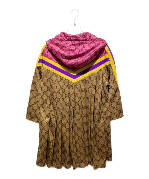 GUCCI（グッチ）GUCCI (グッチ) GG総柄テクニカルジャージパーカー ピンク×ブラウン サイズ:Sの古着・服飾アイテム