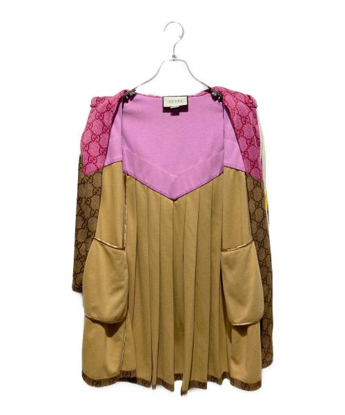 GUCCI（グッチ）GUCCI (グッチ) GG総柄テクニカルジャージパーカー ピンク×ブラウン サイズ:Sの古着・服飾アイテム