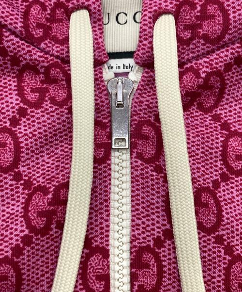 GUCCI（グッチ）GUCCI (グッチ) GG総柄テクニカルジャージパーカー ピンク×ブラウン サイズ:Sの古着・服飾アイテム