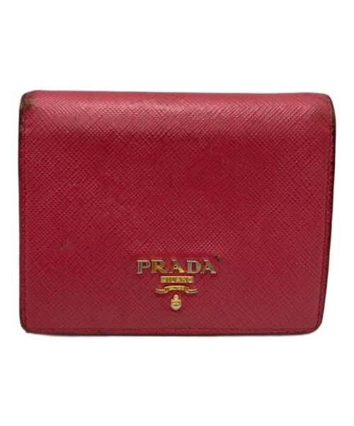 PRADA（プラダ）PRADA (プラダ) サフィアーノ  2つ折り財布 ピンクの古着・服飾アイテム