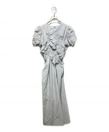 Ameri（アメリ）の古着「BUMPY GATHER FLARE DRESS」｜ブルー