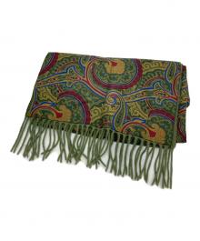 ETRO（エトロ）の古着「総柄リバーシブルカシミヤマフラー」｜グリーン
