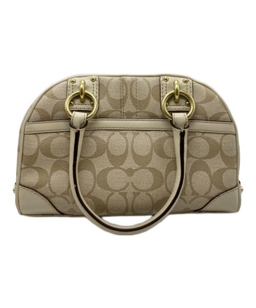 COACH（コーチ）COACH (コーチ) ヘリテージ ストライプ ハンドバッグ ベージュ×ピンクの古着・服飾アイテム