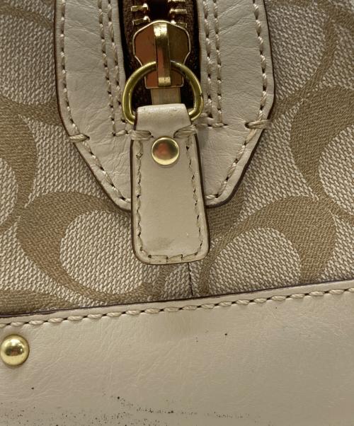 COACH（コーチ）COACH (コーチ) ヘリテージ ストライプ ハンドバッグ ベージュ×ピンクの古着・服飾アイテム