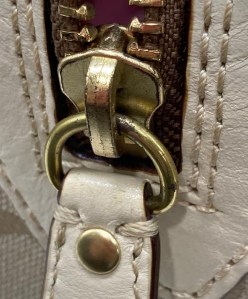 COACH（コーチ）COACH (コーチ) ヘリテージ ストライプ ハンドバッグ ベージュ×ピンクの古着・服飾アイテム