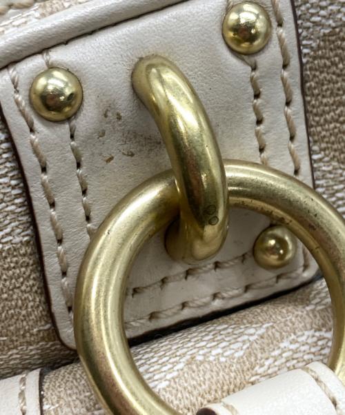COACH（コーチ）COACH (コーチ) ヘリテージ ストライプ ハンドバッグ ベージュ×ピンクの古着・服飾アイテム