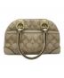 COACH (コーチ) ヘリテージ ストライプ ハンドバッグ ベージュ×ピンク：5000円