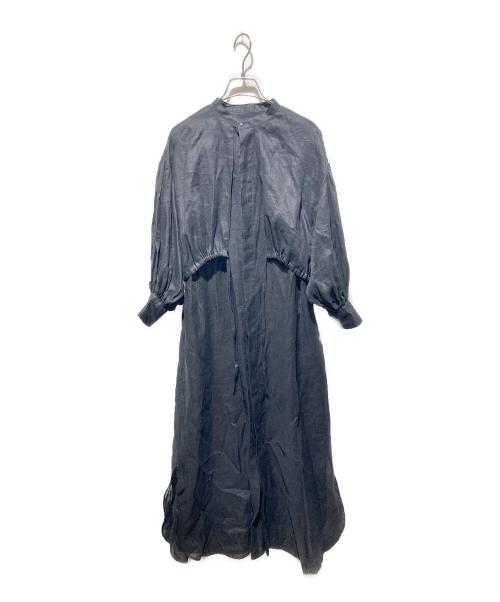 HYKE（ハイク）HYKE (ハイク) LINEN BALLOON SLEEVE DRESS ブラック サイズ:1の古着・服飾アイテム