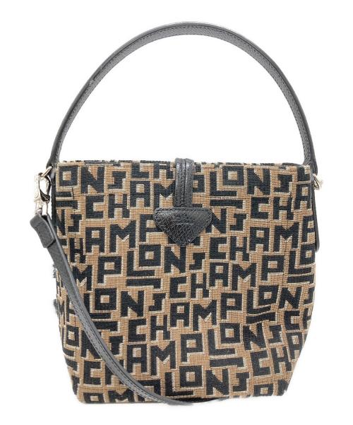 LONGCHAMP（ロンシャン）LONGCHAMP (ロンシャン) LGPロゴバケットバッグ ブラウン×ブラックの古着・服飾アイテム