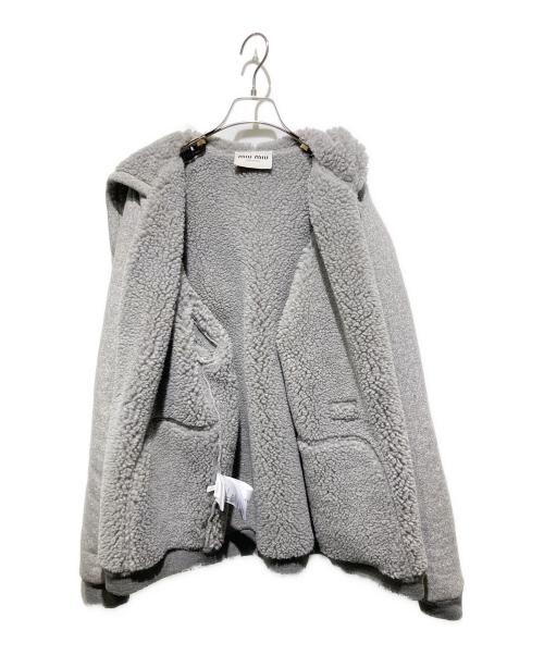 MIU MIU（ミュウミュウ）MIU MIU (ミュウミュウ) ウールフリース ジップパーカージャケット グレー サイズ:42の古着・服飾アイテム