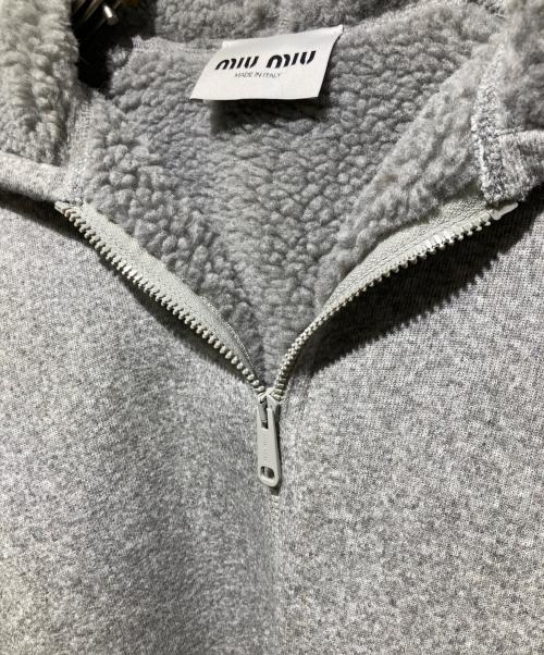 MIU MIU（ミュウミュウ）MIU MIU (ミュウミュウ) ウールフリース ジップパーカージャケット グレー サイズ:42の古着・服飾アイテム