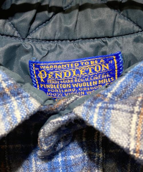PENDLETON（ペンドルトン）PENDLETON (ペンドルトン) 70's ウールチェックシャツ ブルー×ブラウン サイズ:Ｍの古着・服飾アイテム