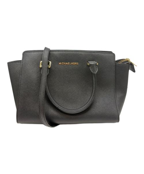 MICHAEL KORS（マイケルコース）MICHAEL KORS (マイケルコース) セルマ ミディアム トップ ジップ サッチェル/ショルダーバッグ ブラックの古着・服飾アイテム