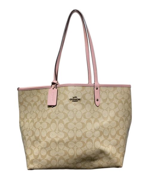 COACH（コーチ）COACH (コーチ) トートバッグ ベージュ×ピンクの古着・服飾アイテム