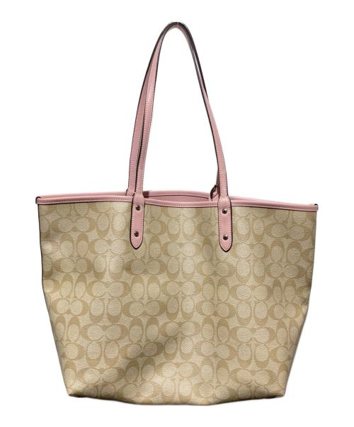 COACH（コーチ）COACH (コーチ) トートバッグ ベージュ×ピンクの古着・服飾アイテム