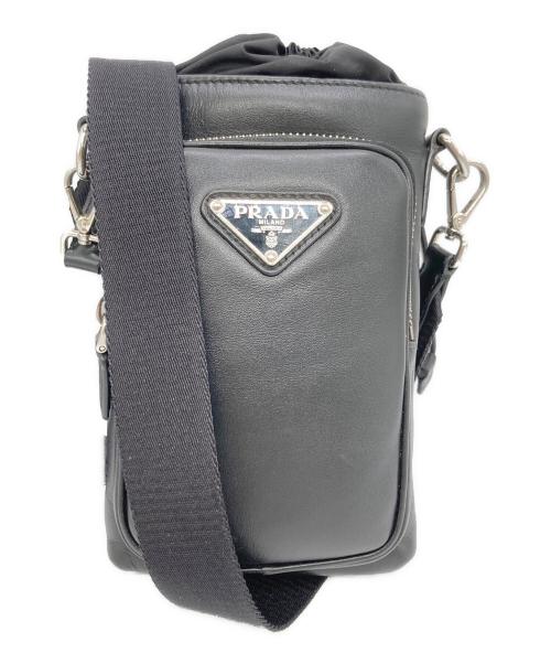 PRADA（プラダ）PRADA (プラダ) レザー スマートフォンケース ブラックの古着・服飾アイテム