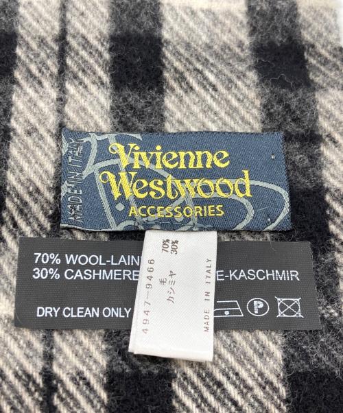 Vivienne Westwood（ヴィヴィアンウエストウッド）Vivienne Westwood (ヴィヴィアンウエストウッド) チェックマフラー ブラックの古着・服飾アイテム