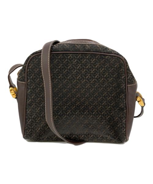 LOEWE（ロエベ）LOEWE (ロエベ) キャンバスショルダーバッグ ブラック×ブラウンの古着・服飾アイテム