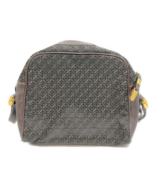 LOEWE（ロエベ）LOEWE (ロエベ) キャンバスショルダーバッグ ブラック×ブラウンの古着・服飾アイテム