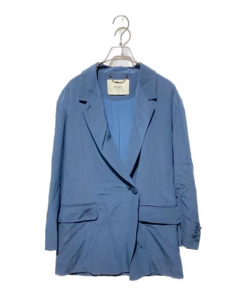 FENDI（フェンディ）FENDI (フェンディ) シルクテーラードジャケット ネイビー サイズ:36の古着・服飾アイテム