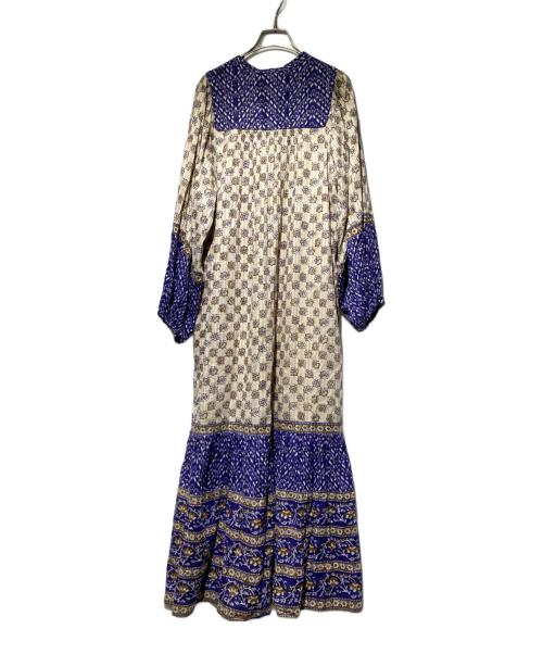 sara mallika（サラマリカ）sara mallika (サラマリカ) Cotton Kika Ethnic Print Dress ホワイト×ブルー サイズ:Ｓの古着・服飾アイテム