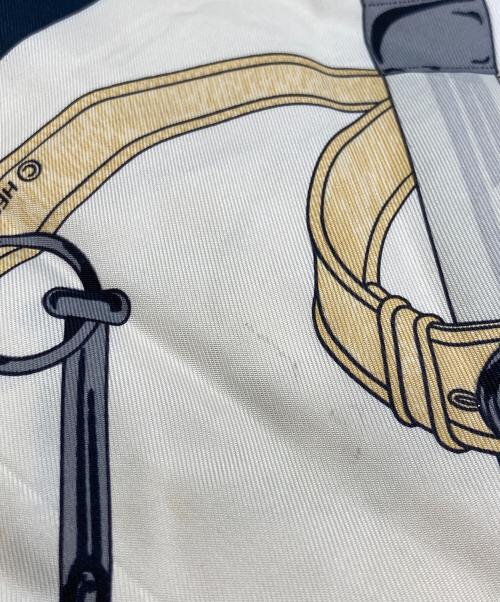HERMES（エルメス）HERMES (エルメス) シルクスカーフ ネイビー×ホワイトの古着・服飾アイテム