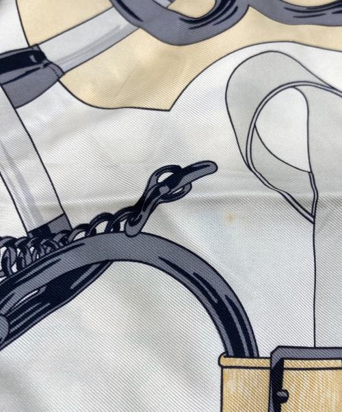HERMES（エルメス）HERMES (エルメス) シルクスカーフ ネイビー×ホワイトの古着・服飾アイテム