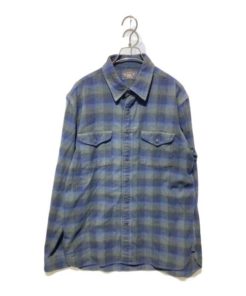 RRL（ダブルアールエル）RRL (ダブルアールエル) プラッドツイルワークシャツ ネイビー サイズ:Ｌの古着・服飾アイテム